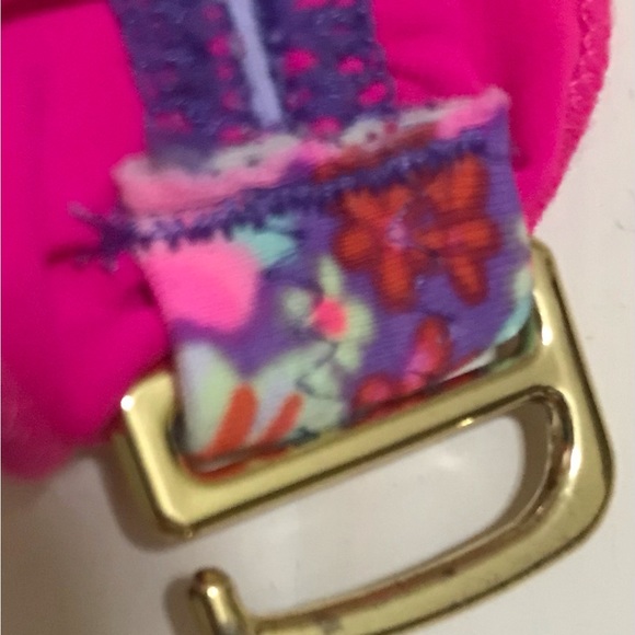 VICTORIA'S SECRET Pink Floral Ruffled Smocked bikini Top bandeau swimsuit M - Picture 8 of 13